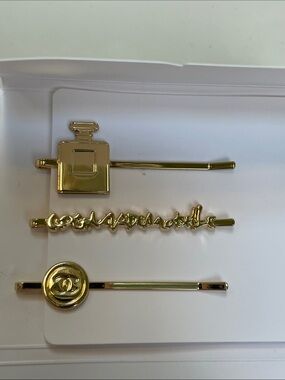 NEW Chanel Beauty Coco Mademoiselle 3-Piece Gold-Tone Bobby Pin Hair Clip Set